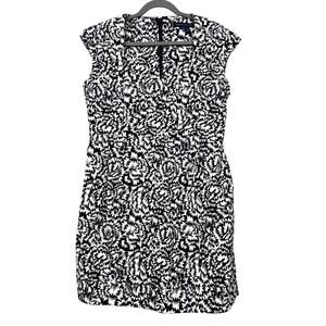 French Connection Womens 12 Black White Floral 96% Cotton Mini Dress Casual